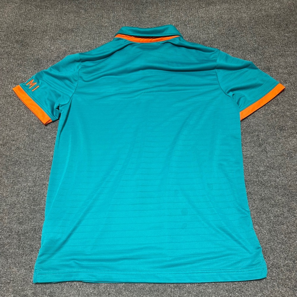 NFL Team Apparel Miami Dolphins Polo Shirt Mens Large Aqua Teal Orange Golf L - Picture 4 of 6